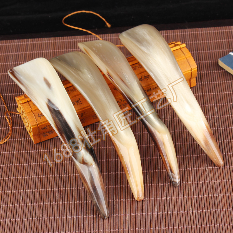 牛角尖头棒牛角刮痧板点穴棒按摩棒半边勺拨经棒厂家批发一件代发