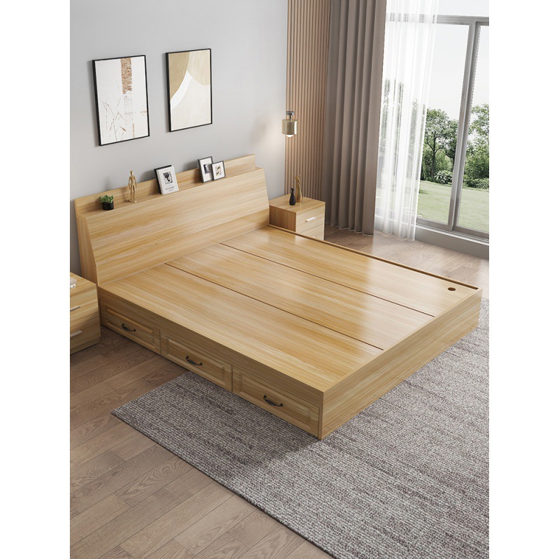 高箱床榻榻米床1.8米板式床双人床1.5米现代简约高箱储物床收纳床