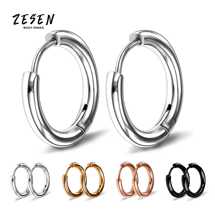 Men's Stainless Steel Earrings Simple Personality round Wire Earrings Titanium Steel Earrings Neutral European and American Earrings Circle Earrings for Women