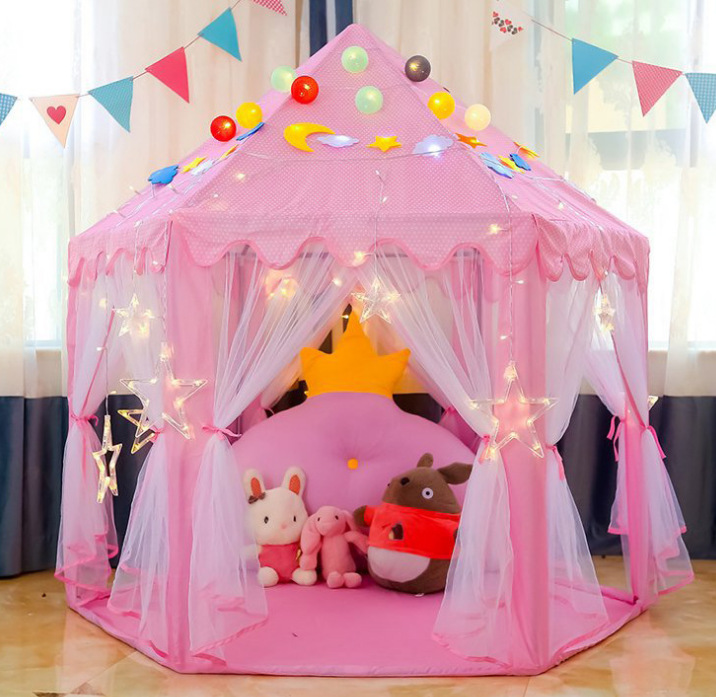 批发室内户外便携式折叠儿童公主城堡游戏屋六角帐篷