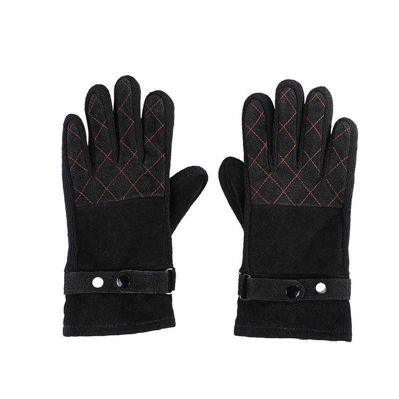 Fashion Men's Outdoor Cycling Gloves Wind-Proof and Cold Protection Velvet Lined Warm Gloves Elastic Adjustable Gloves Wholesale