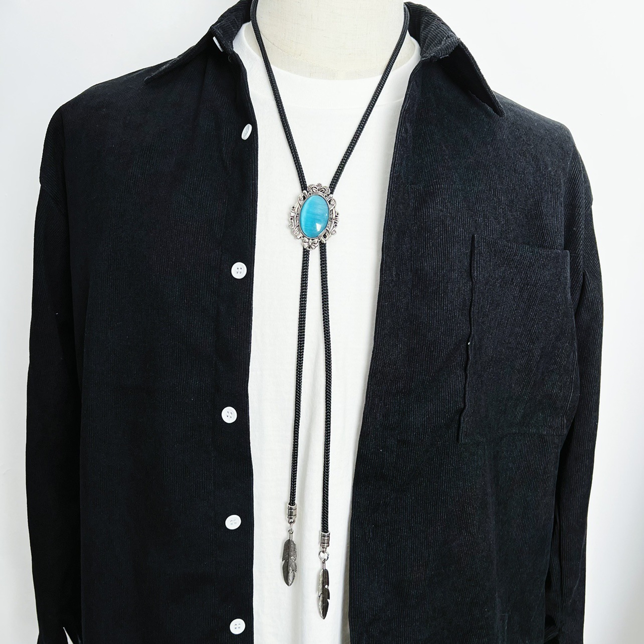 男时尚波洛领带日常穿搭单品项链西部牛仔波洛领结个性领绳可打结