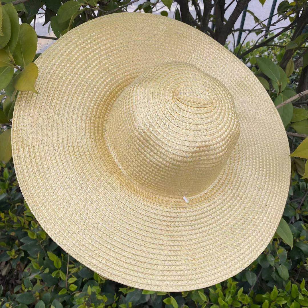 农民草帽遮阳防晒帽劳保用品可印字宣传广告帽子塑料草帽42cm大檐