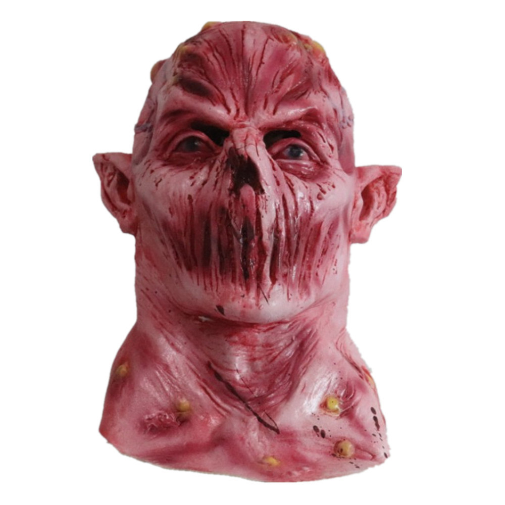红无嘴怪面具丧尸僵尸乳胶头套鬼屋密室恐怖脸谱面罩zombie mask