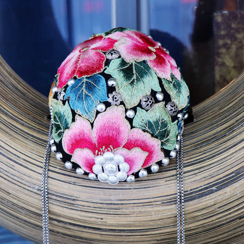 网红中国风绣花发箍夸张复古国潮重工刺绣头饰女宽边汉服搭配发箍