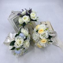 手捧花新娘高级感婚礼仿真欧式香槟白玫瑰结婚新款韩式婚礼花束热
