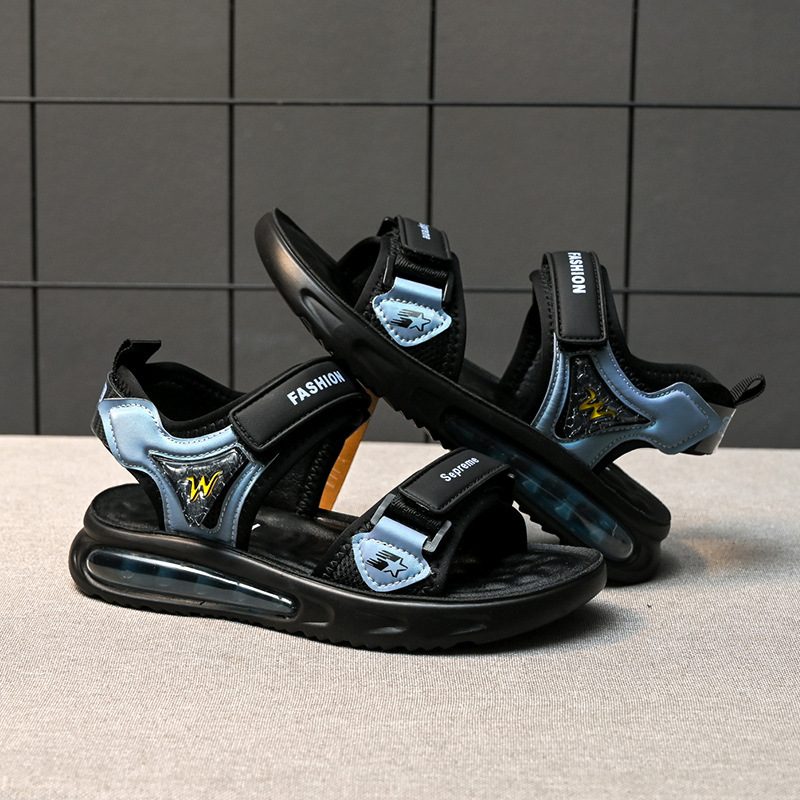 儿童凉鞋男童夏季2024新款男孩真皮软底防滑中大童透气轻便沙滩鞋