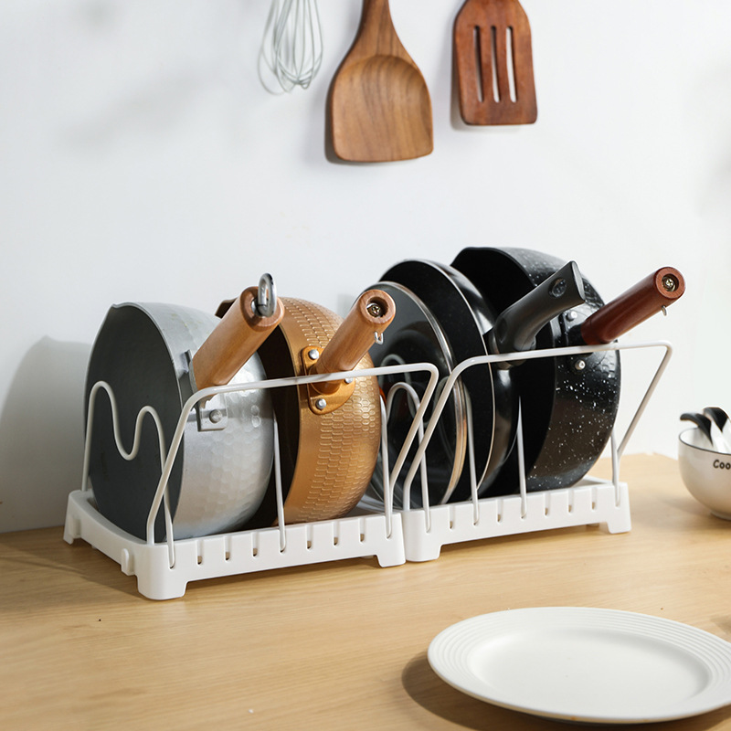 抽屉橱柜内置锅架家用白色厨房置物架厨房锅盖架锅具收纳架