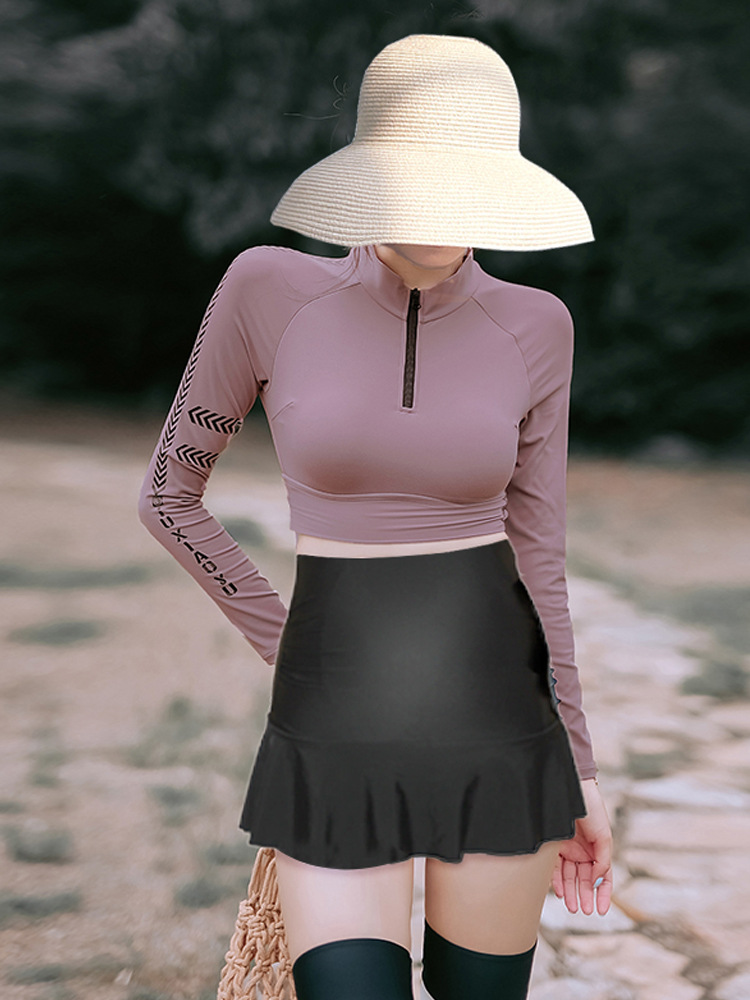 2021新款孕妇泳衣分体裙式两件套遮肚托腹泳装运动游泳衣胖mm可穿