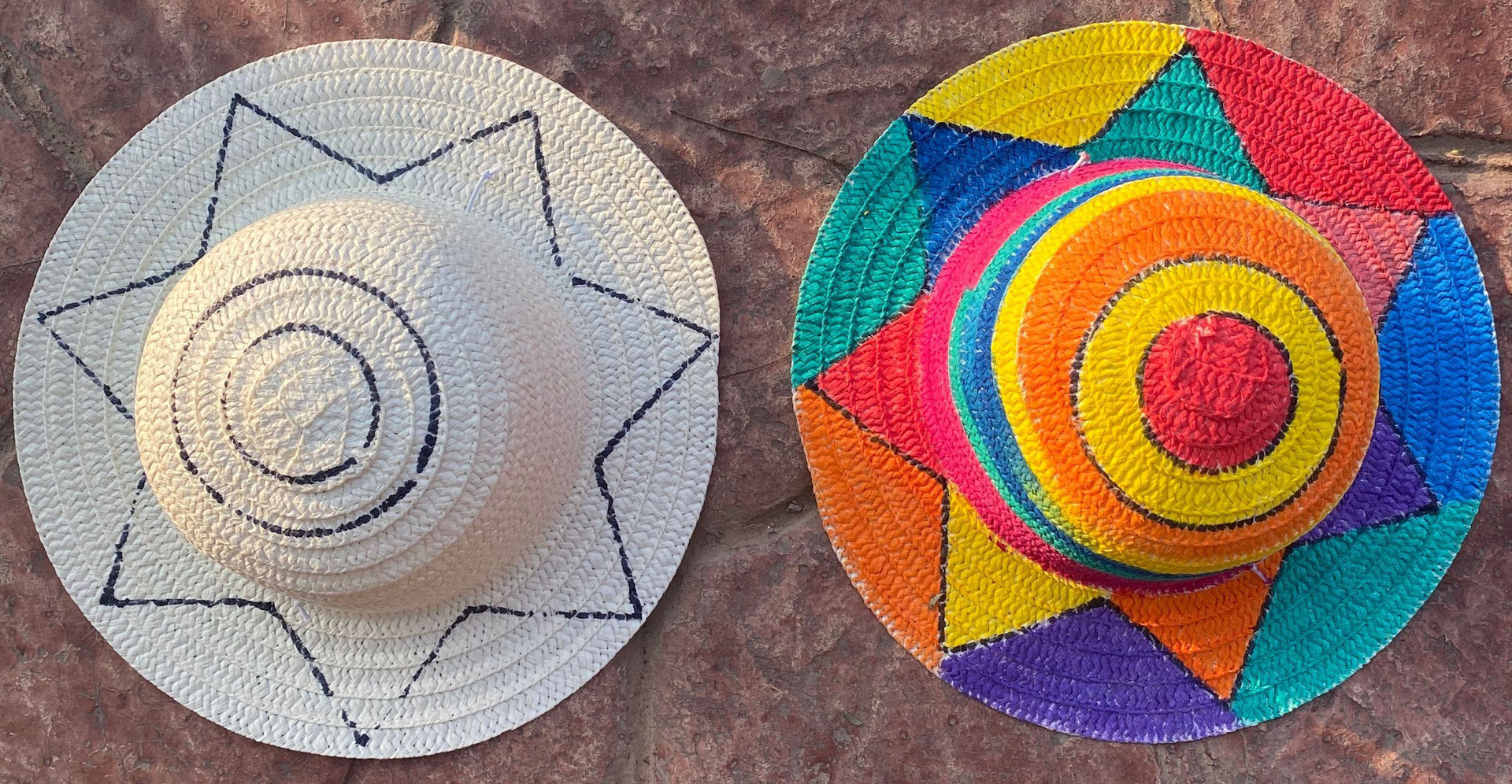 大童成人绘画草帽儿童地摊35cm涂鸦草帽diy地摊货源手工制作材料