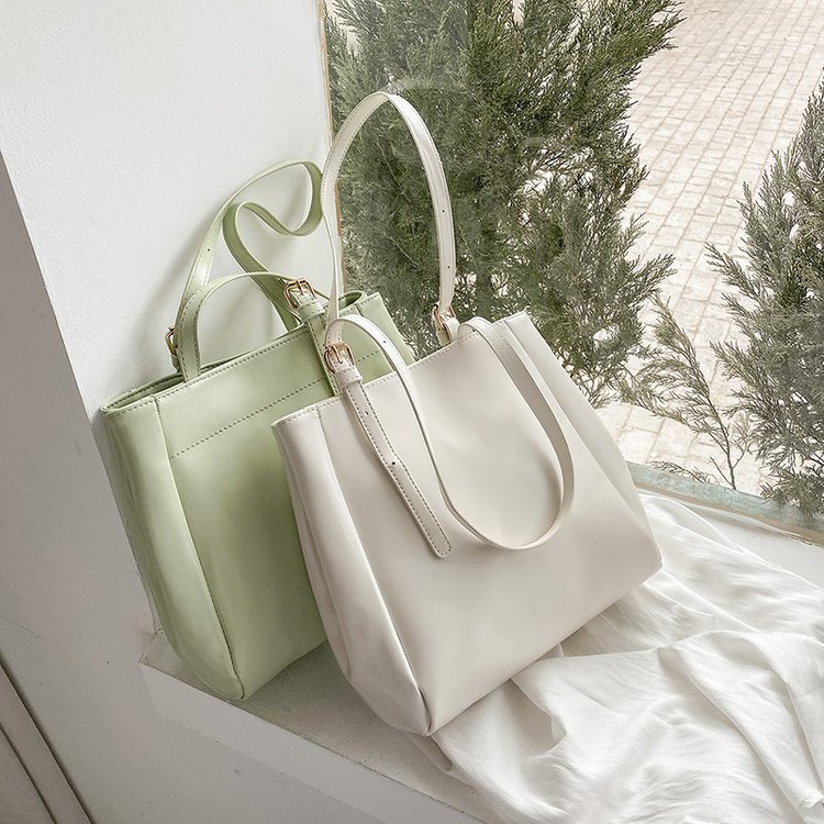 Shoulder Bag Korean Style 2021 Large Capacity Bag Women's Tote Bag Pu Soft Leather Simple Elegant Shopping Bag Big Bag