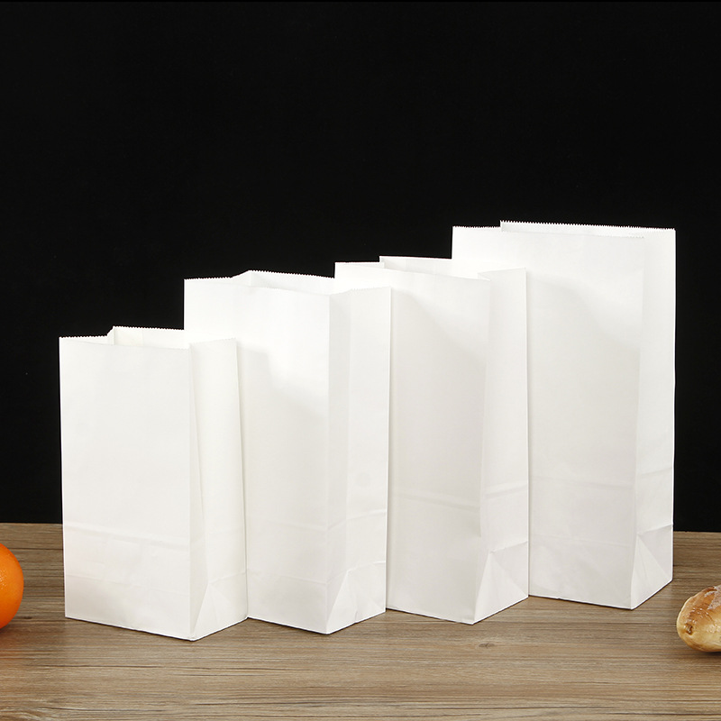 Spot Food Square Paper Bag Baking Take out Take Away Snacks Cattlehide Packing Bag Coated Kraft Paper Bag