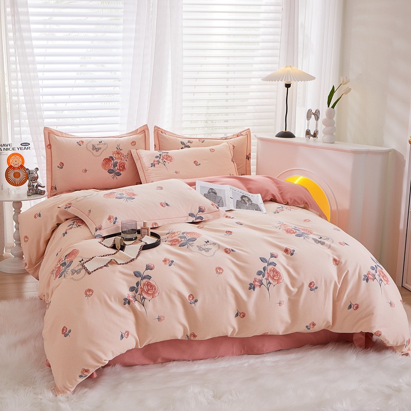 four seasons all-cotton sanding four-piece dormitory household pure cotton printing bed sheet duvet cover quilt bedding wholesale