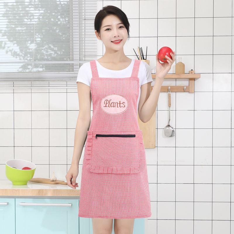 围裙纯棉印花帆布厨房女夏季透气围腰洋气时尚网红男女工布料定制