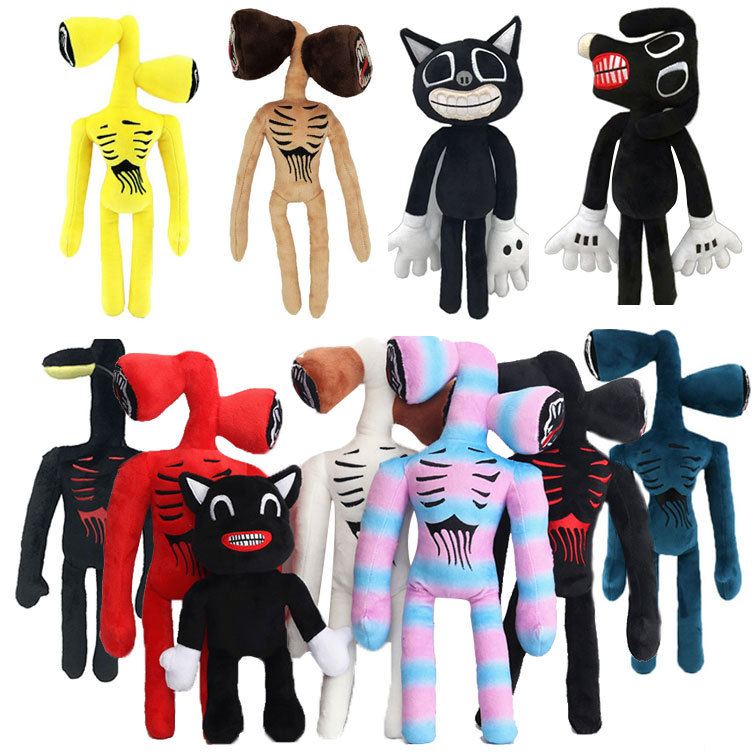 跨境现货siren head 警笛头汽笛人毛绒玩具黑猫玩偶公仔花生人