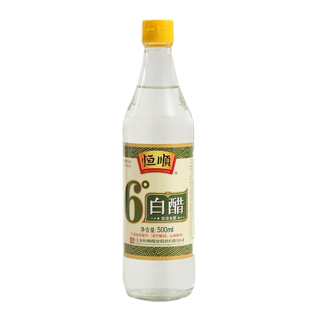 恒顺6度白醋500ml*12瓶造食醋瓶装腌菜泡菜餐用调味品饺子火锅