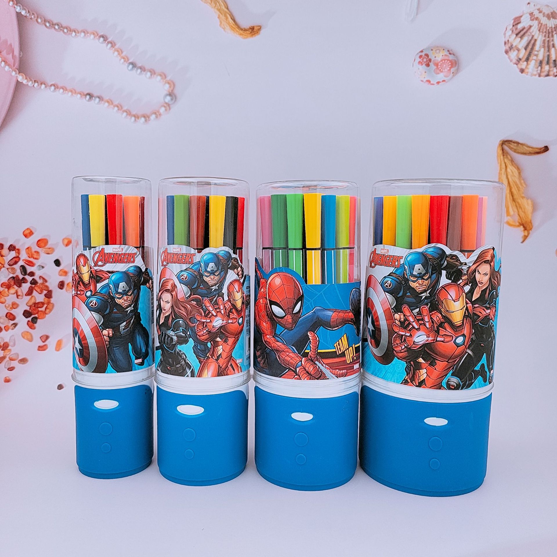 联众文具漫威蜘蛛侠卡通水彩笔 学生绘画可水洗儿童画笔批发