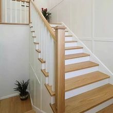 红橡木实木楼梯踏步板烤漆橡胶木榉木踏板家用户外别墅楼梯