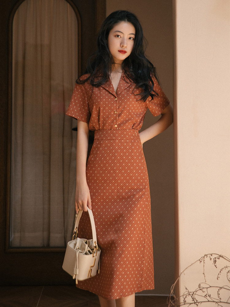 90复古港风女装80年代怀旧服装布拉吉连衣裙子70套装港式古着衣服