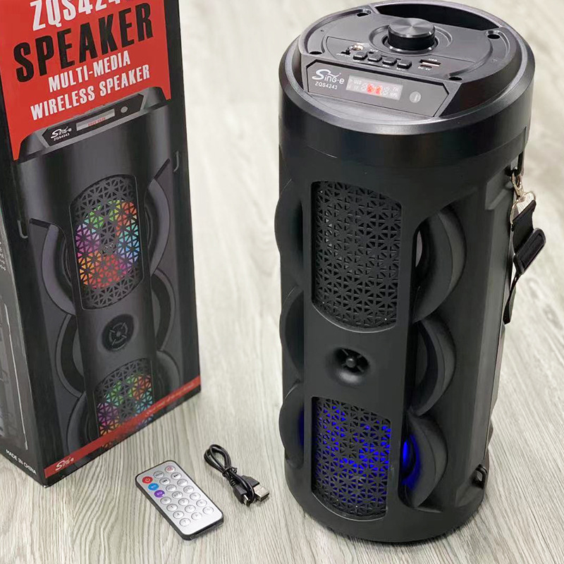 Zqs4243 New Double 4-Inch Bluetooth Speaker Double Speaker Loudspeaker Box Card Outdoor Singing Performance Square Dance Speaker