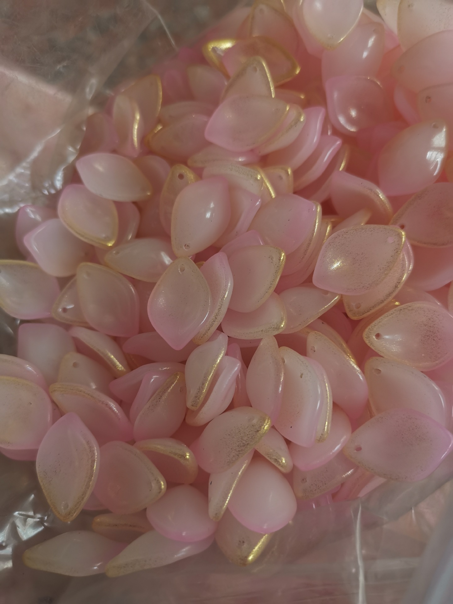 新款人鱼姬琉璃渐变花瓣人鱼姬玉白浅金粉