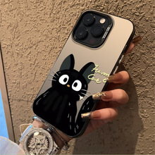 创意黑色猫咪适用苹果15promax手机壳iPhone14保护套13Pro彩银12