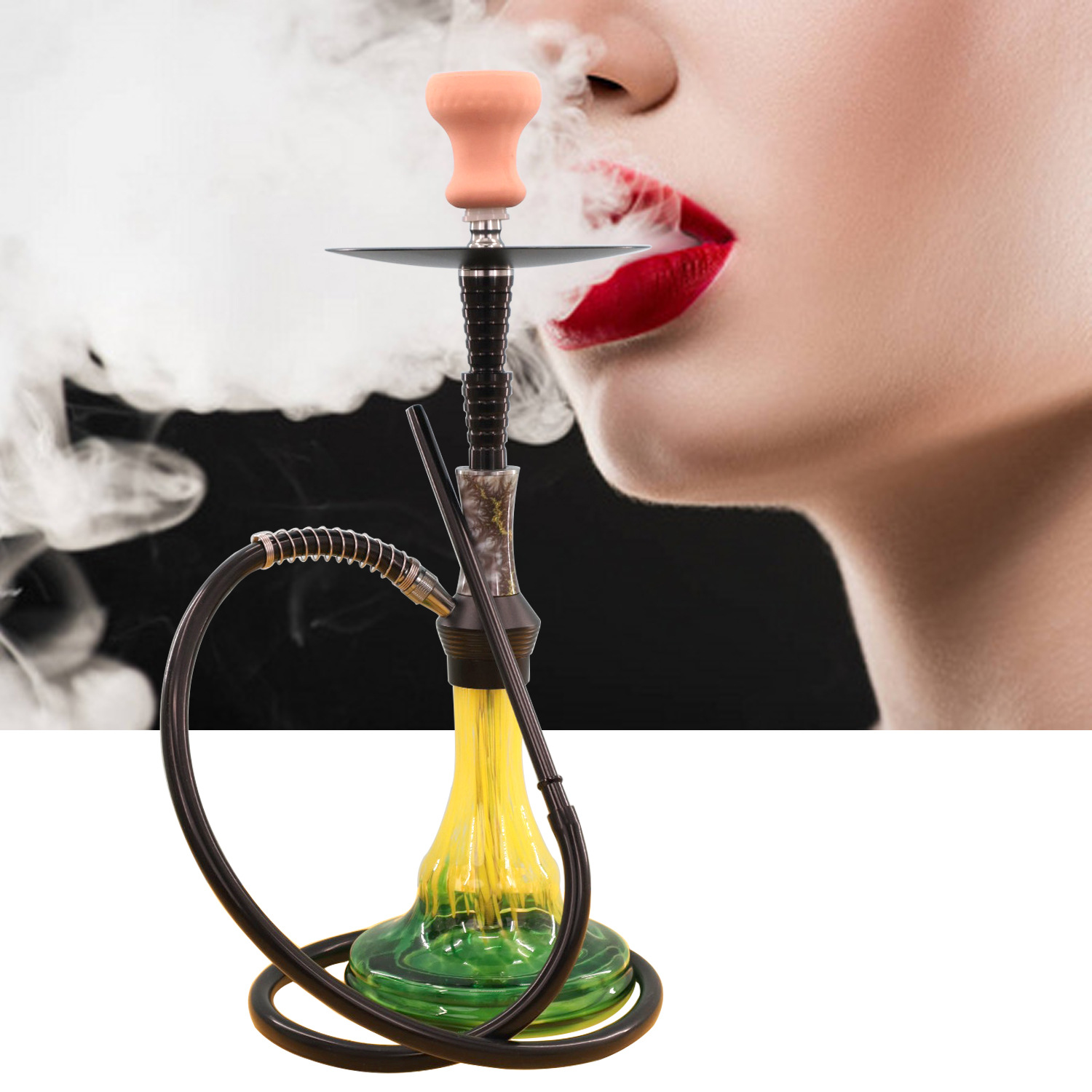 新款阿拉伯水烟壶中东市场单管混彩款式工厂直销烟具批发-阿里巴巴