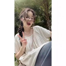 杨杨YANGRUOYU月光手书亚麻短袖衬衫女高档别致圆领娃娃衫