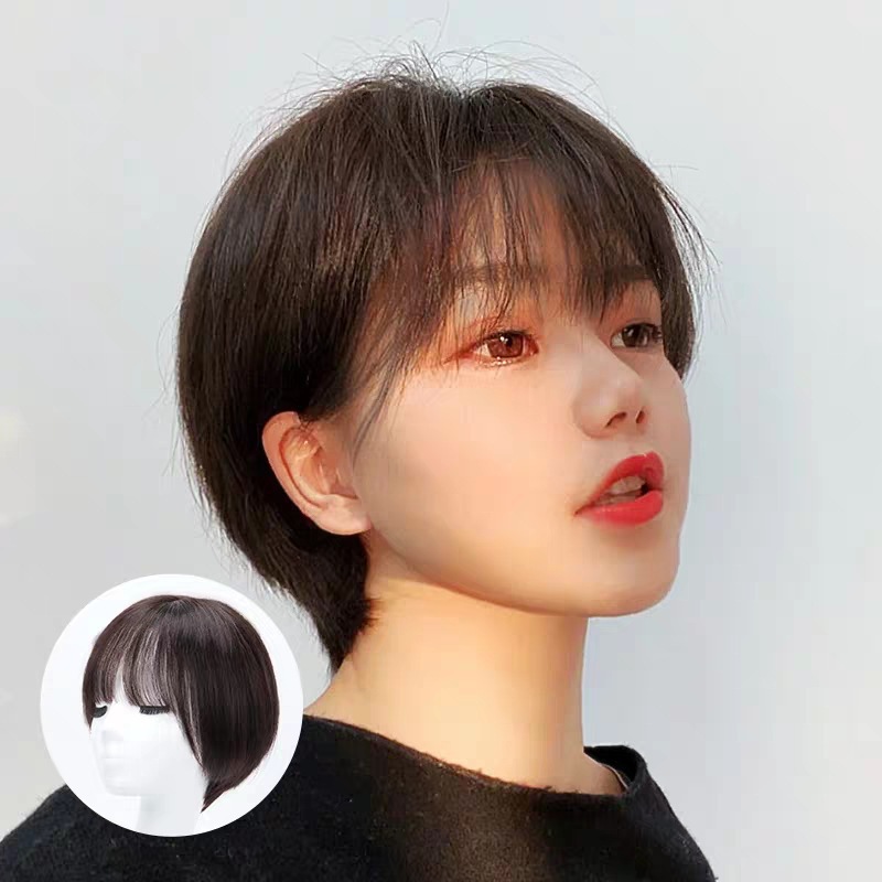 女娣针斜分缝一片式头顶补发片长直发遮盖白发顶短发假发片女0684