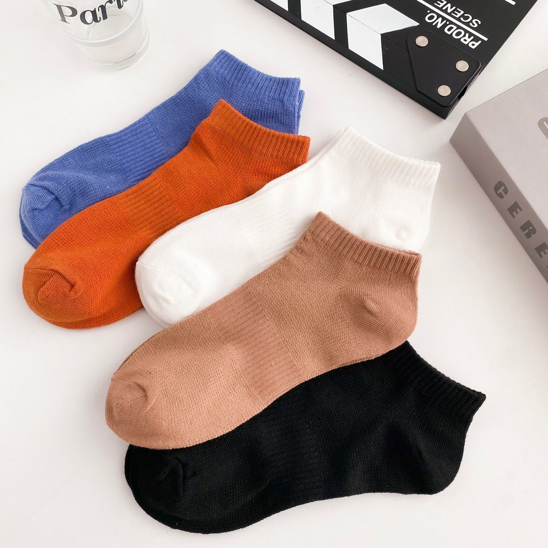 Socks Men's Spring/Summer Mid-Calf Length Men's Socks Solid Color Trendy Men's Short Socks Stall Supply Wholesale Sports Socks