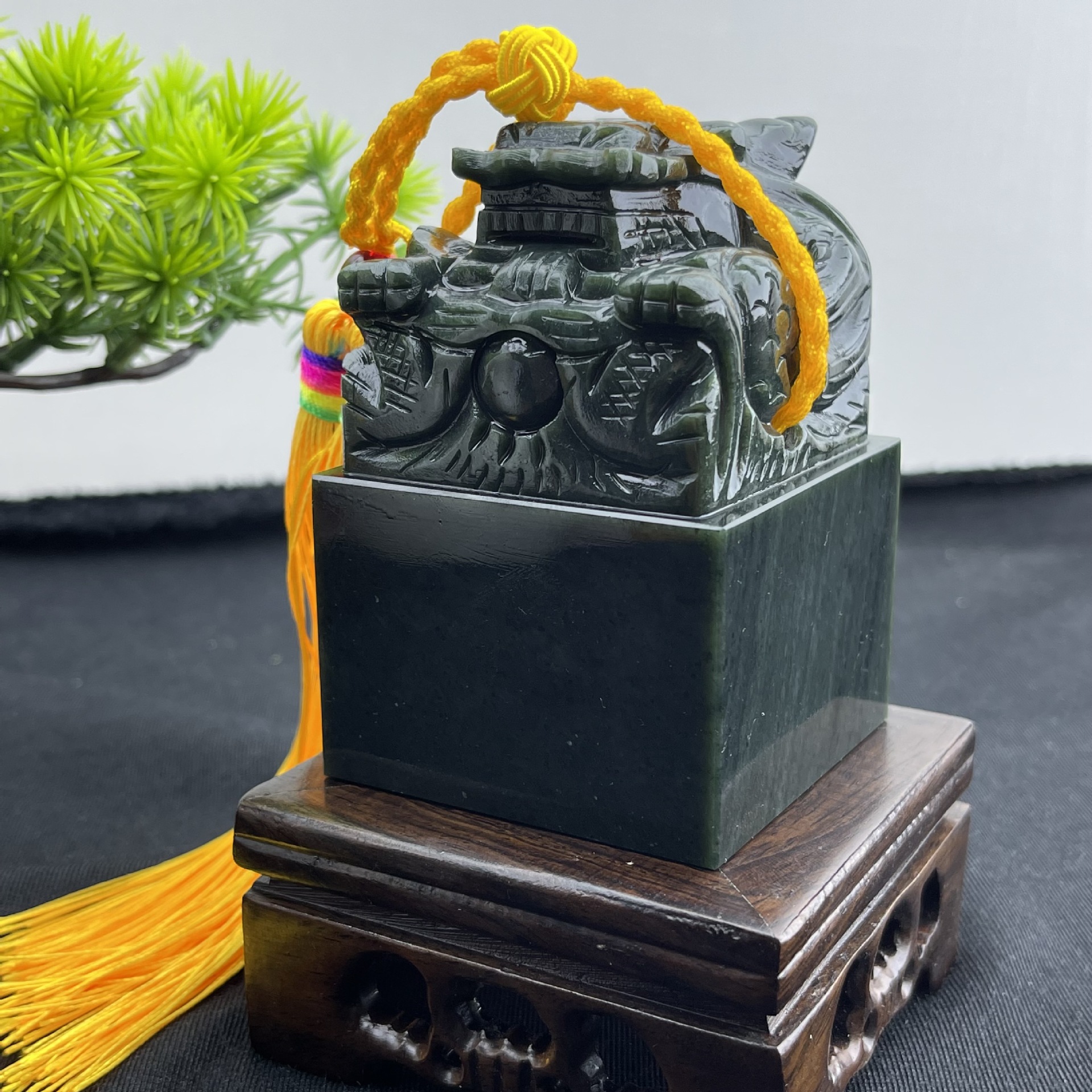 和田玉青玉印章摆件九龙玉玺盘龙篆刻公司会议商务礼品青玉印章