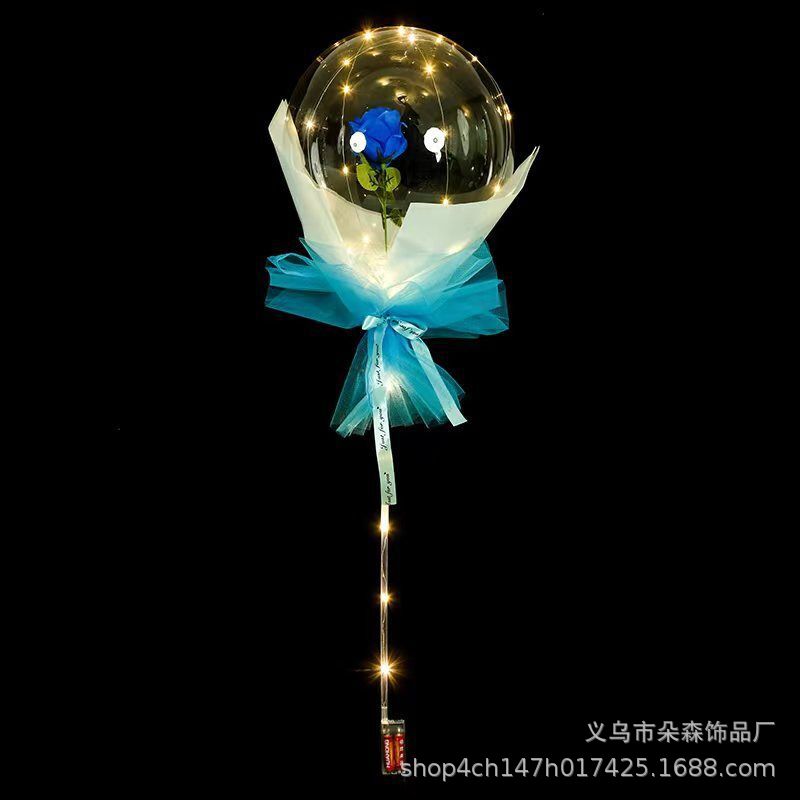 Wholesale Qixi Luminous Rose Bounce Ball Ball Net Red Bouquet Balloon Night Market Stall Bounce Ball Material Package Full Set