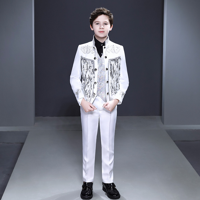 帅气儿童小西装套装英伦风男童花童礼服模特走秀钢琴演出服小西服