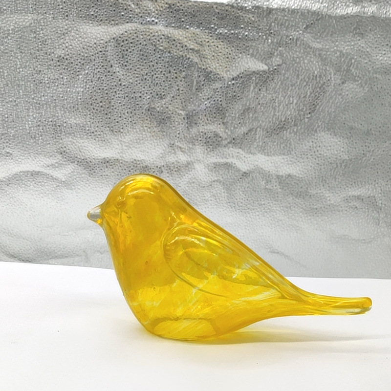 新婚情侣创意生日礼物 桌面装饰彩色动物摆件玻璃小鸟琉璃鸟