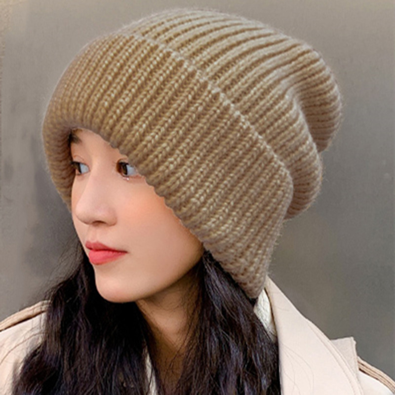 Winter Woolen Hat Women's Korean-Style Versatile Thick Thread Pile Heap Cap Autumn and Winter Warm Thickened Casual Fashion Knitted Hat