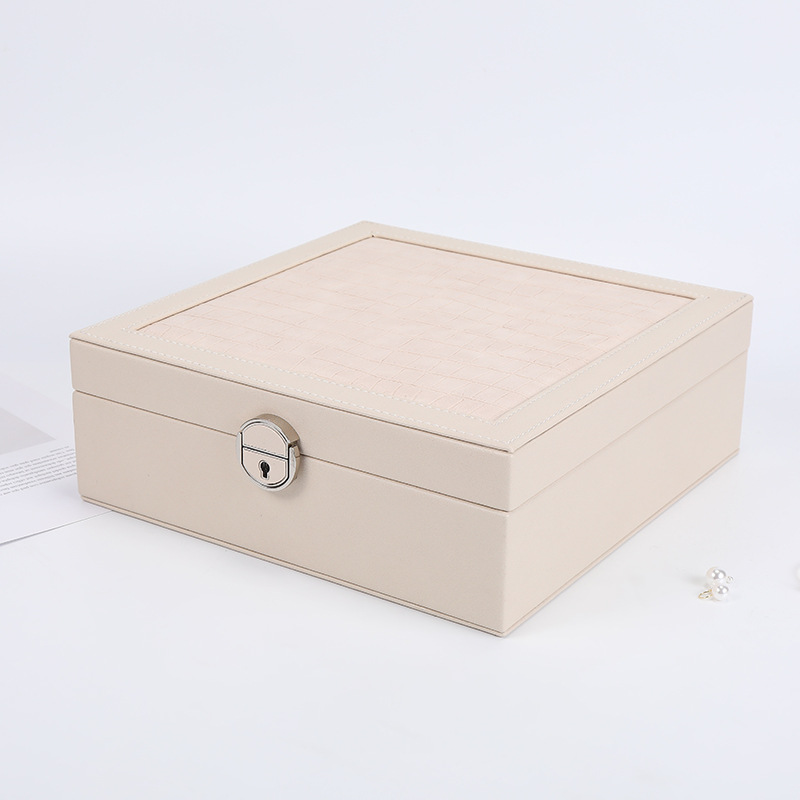 In Stock Ins Style Large Mirror Compartment Jewelry Box Storage Box Stud Earring Box Jewelry Earrings Jewelry Storage Box