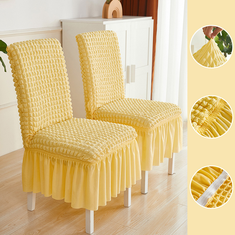 Thickened Three-Dimensional Seersucker Chair Cover Dress Side Home Versatile All-Inclusive Elastic One-Piece Dining Chair Cover Wholesale