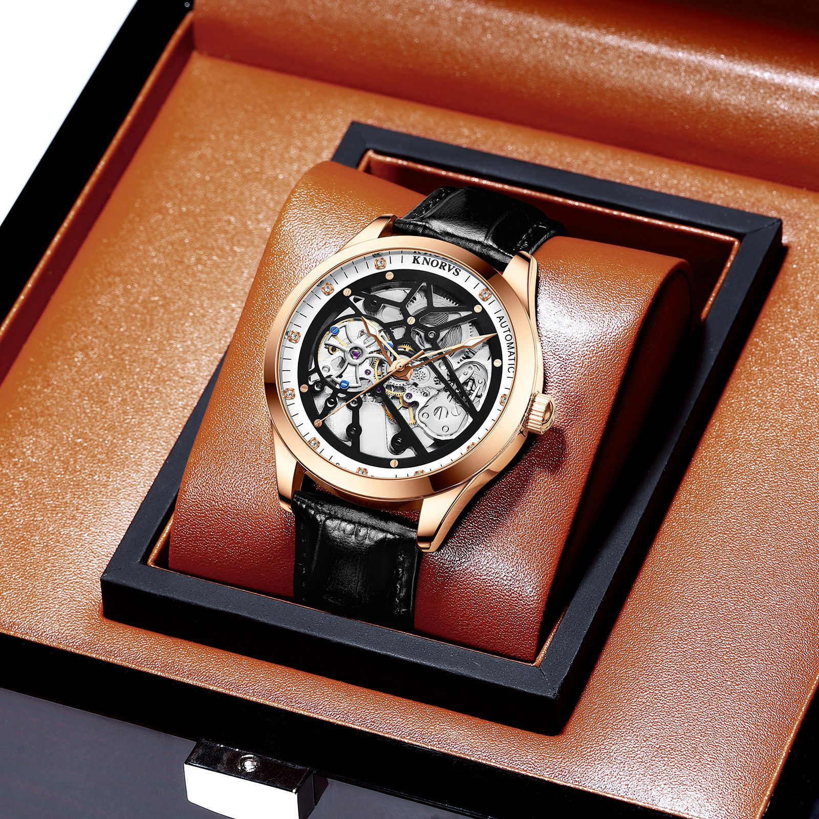 knorvs卡诺威斯 高档镂空机械表 男士手表 瑞士品牌科技感 指挥官