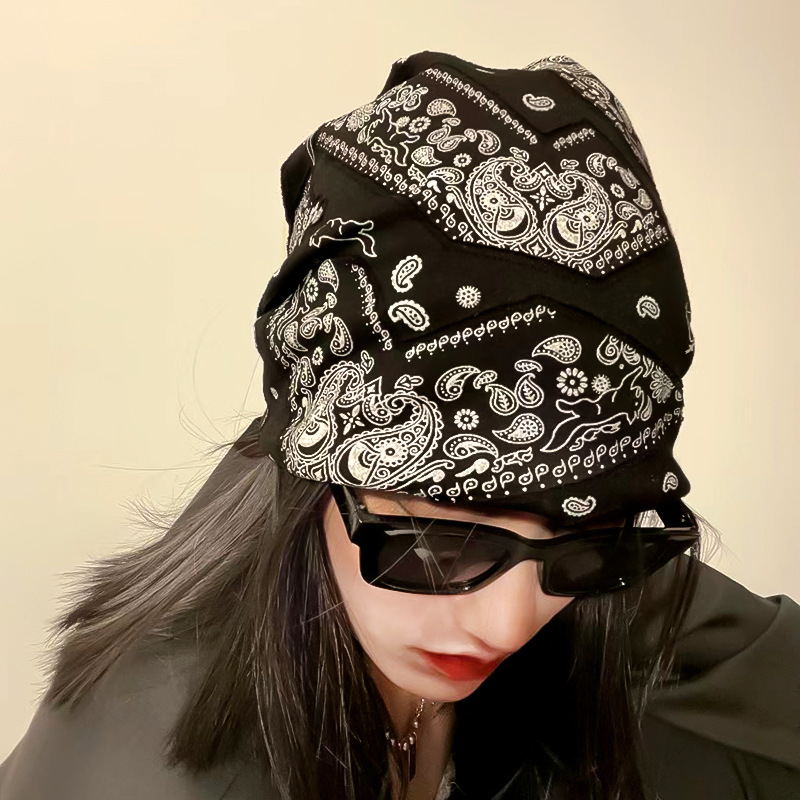 速卖通腰果花潮人街头针织帽韩版嘻哈个性堆堆帽男女时尚包头冷帽