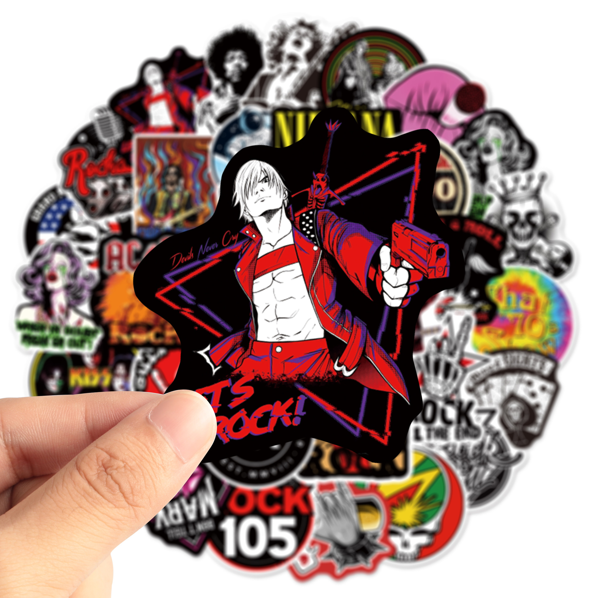 50张嘻哈rap音乐合集炫酷贴纸手账ipd笔记本手机壳防水贴纸批发