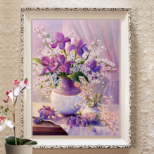 5d钻石画满钻客厅贴砖石十字绣小幅紫色花卉2021新款简单绣卧室
