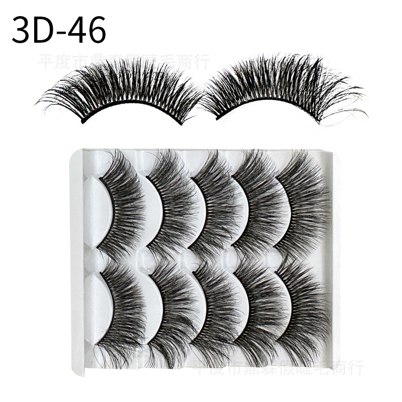 Dingsen False Eyelashes Factory Wholesale 3D Three-Dimensional Eyelashes 5 Pairs Popular Artificial Eyelashes Three More than D-46 Styles