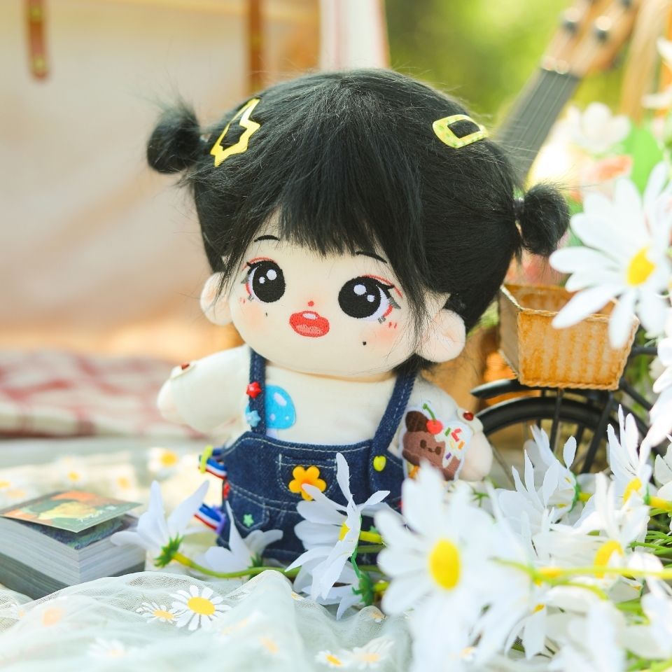 炸毛棉花娃娃黑发网红明星玩偶奶卷哲裸娃可爱布丁娃娃