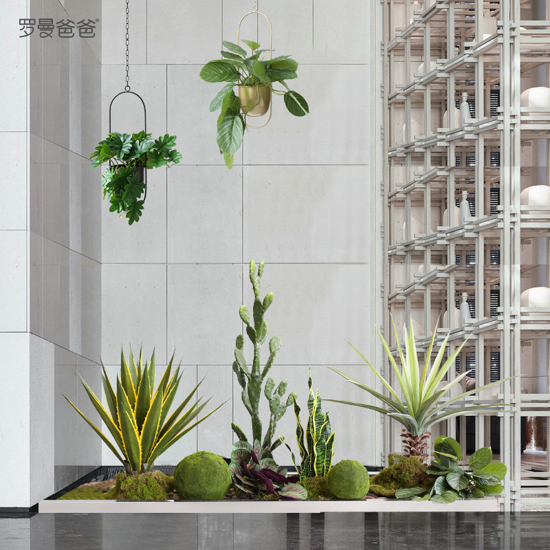 以法莲仿真植物剑麻仙人掌组合造景室内景观设计装饰落地盆景