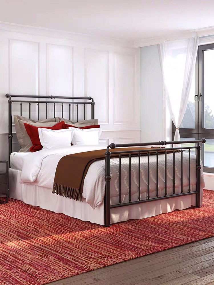 复古双人铁架床简约现代公寓名宿单人铁架床金属床北欧网红铁艺床