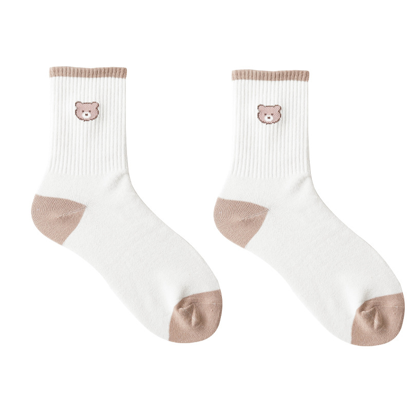 Autumn and Winter New Women's Mid-Calf Socks Cute Animal All-Match Casual Socks Ins Japanese Style Simple Cute Socks Children