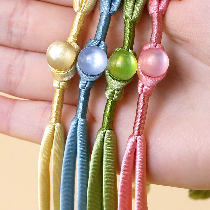 Jade Beads Long Tail Tassel Buckle National Style Cheongsam Button Retro Hanfu Ethnic Clothing Accessories Decorative Buttons
