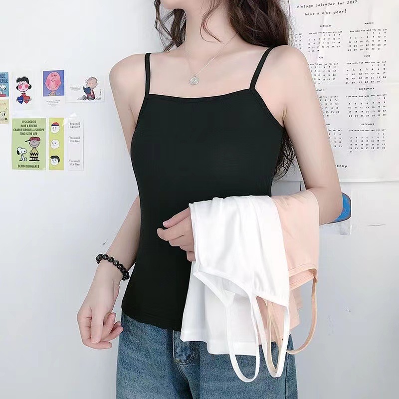 [Factory Wholesale] Spring and Summer Running Volume Solid Color Small Sling Vest Inner Match Bottoming Women's Slim Fit Large Size round Neck All-Matching