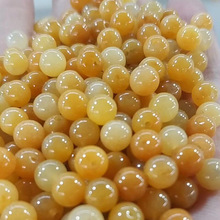 天然黄龙玉圆珠花米黄玉珠子葫芦鸡油黄翡翠串珠配件手工diy