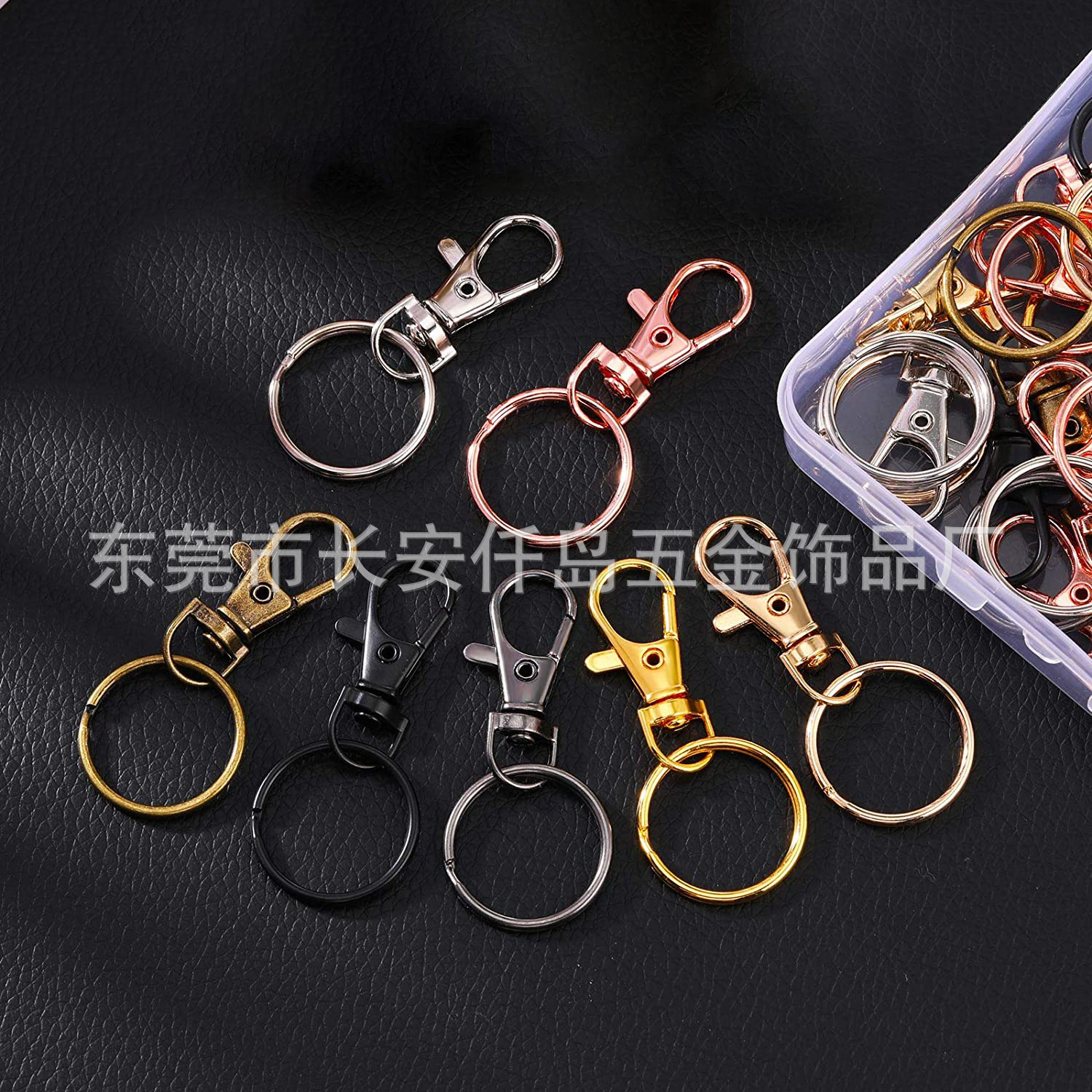 Factory Wholesale Amazon Hot Selling Creative 7-Color Rotating Snap Hook Key Ring Lobster Buckle Aperture and Other Hardware Accessories